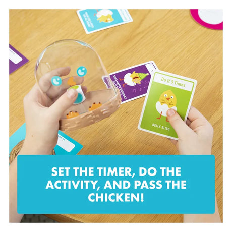 Child playing Hurry Up Chicken Butt by performing activity card actions Ireland