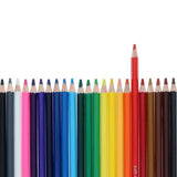 Icon Artist's Studio colour pencils in a row with one red pencil raised above the others