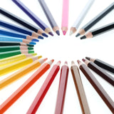 Close-up of Icon Artist's Studio colour pencils arranged around a circular centre