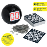 IDEAL Deluxe Electronic Bingo contents with electronic caller, 100 Bingo cards and 128 Bingo chips