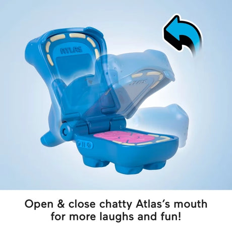 Toy Story 5 Imaginext Atlas figure showing the opening and closing mouth feature