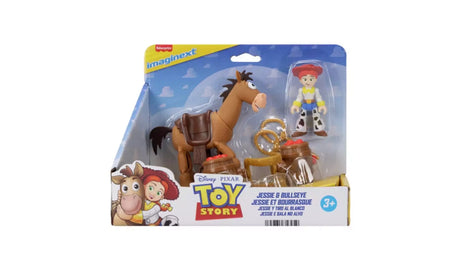 Imaginext Toy Story Jessie and Bullseye Playset front packaging showing Jessie, Bullseye and accessories