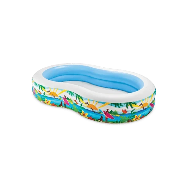 Intex Swim Centre Paradise Seaside inflatable pool with colourful coastal graphics
