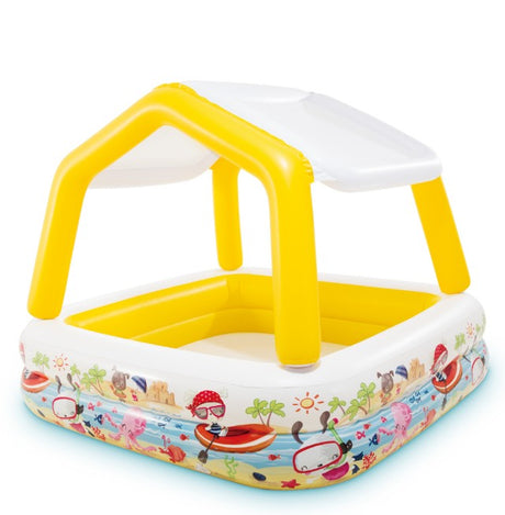 Intex Sun Shade Kiddie Pool side angle with canopy – Ireland