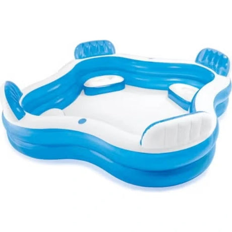 Intex Swim Center Family Lounge Pool inflated with four seats and backrests