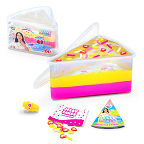 Jelly Cakes Chillin Cakes XL pink and yellow layered cake with sprinkles, mystery ring, collector's manual and packaging