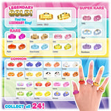Jelly Cakes Chillin Cakes XL collector chart showing legendary, super rare, rare and common mystery ring designs