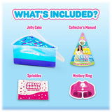 Jelly Cakes Chillin Cakes XL contents showing Jelly Cake, collector's manual, sprinkles and mystery ring