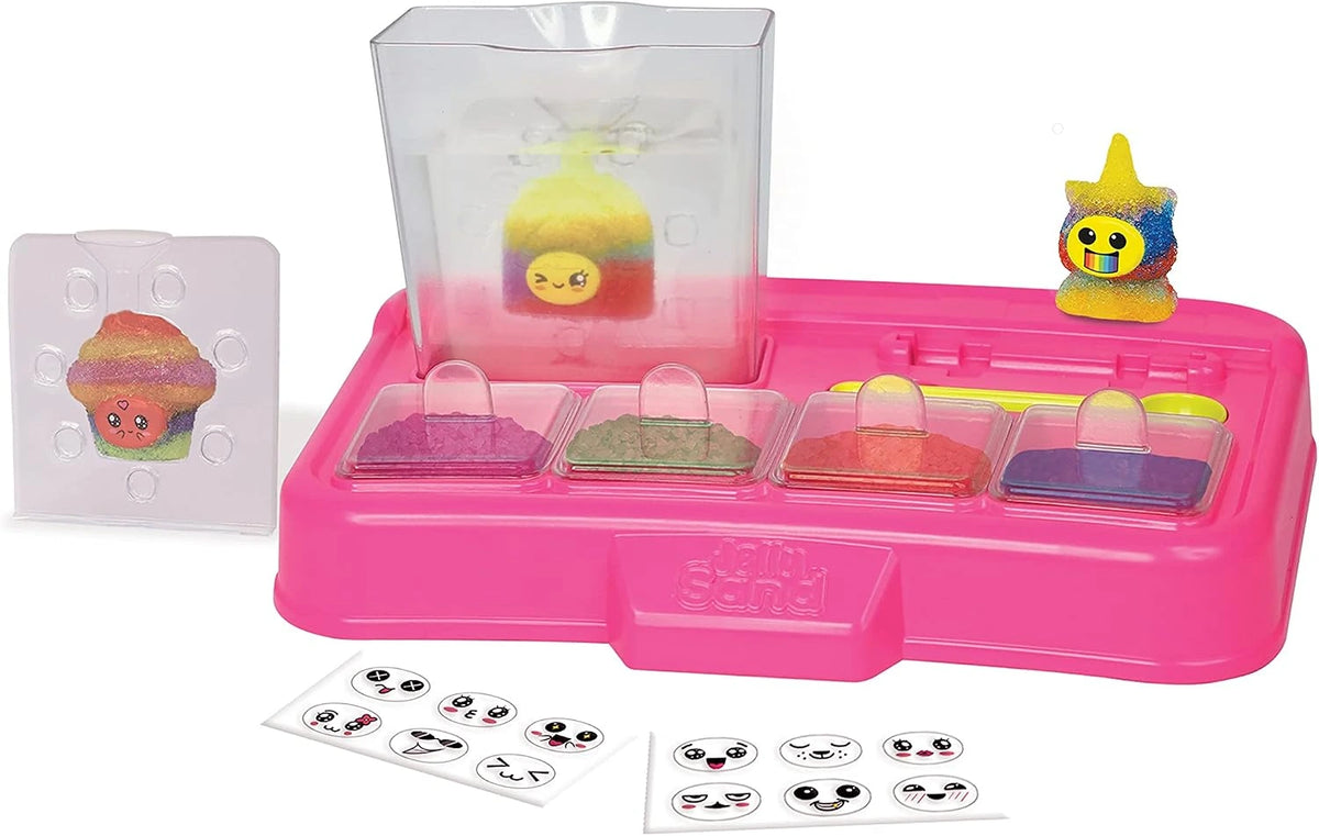 Jelly Sand Super Studio pink creation station with coloured sand, character mould and face stickers