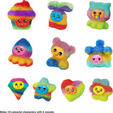 Jelly Sand Super Studio showing ten colourful finished sand characters made with four mould shapes
