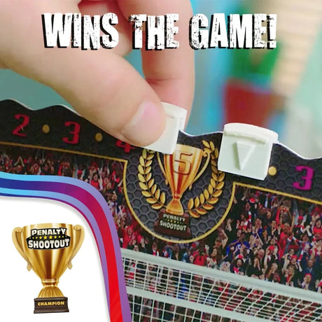 John Adams Penalty Shoot Out score track with sliding scorer and winner's trophy graphic