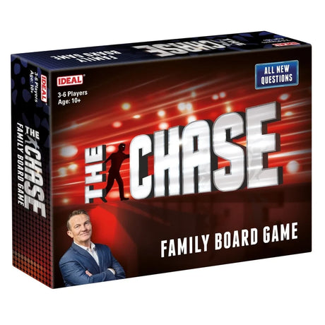 Angled view of John Adams The Chase Family Board Game box showing front and side panels