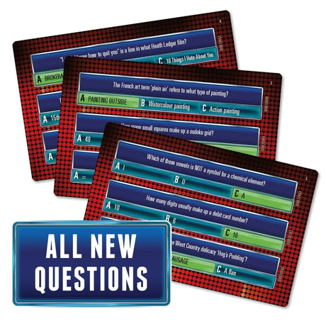 John Adams The Chase Family Board Game multiple choice question cards with All New Questions badge