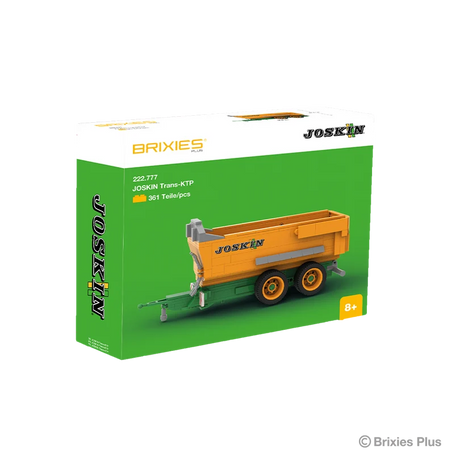 BRIXIES Plus Joskin Trans-KTP building set in its green JOSKIN branded retail box with the completed tipping trailer pictured on the front