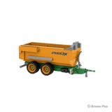 BRIXIES Plus Joskin Trans-KTP shown from the front side with the green drawbar extending right, orange tipping body and JOSKIN branding visible