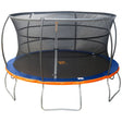 Jump Power 13ft trampoline with safety enclosure, blue mat, orange edge padding and grey frame