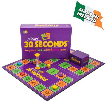 Full setup of Junior 30 Seconds board game including board, cards and timer – Ireland