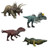 Jurassic World Wild Roar Cryolophosaurus shown with other Jurassic World dinosaurs