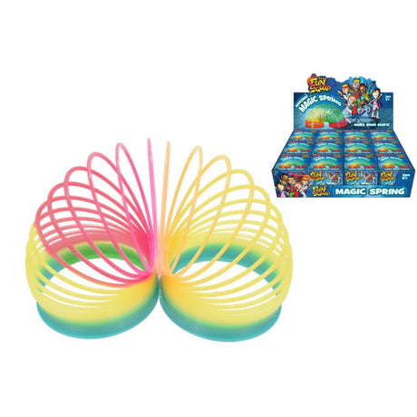 Open Magic Springs rainbow spring toy with pink, yellow and green colours