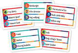 Selection of Kids Charades game cards with illustrated prompts and timer ready for play in Ireland