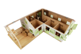 Overhead view of Kids Globe pink horse corner stable showing the open roof layout and four boxes
