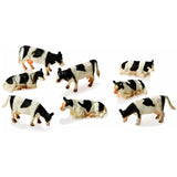 Kids Globe 1:87 black and white cows 8 pack with loose cow figures