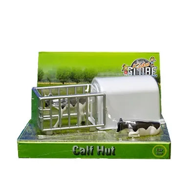 Kids Globe Calf Hutch with 2 black and white calves 1:32 scale toy accessory Ireland