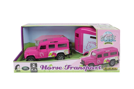 Boxed Kids Globe Land Rover with Cheval Liberté horse trailer toy set