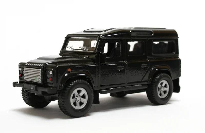 Kids Globe Land Rover Defender black 1:32 scale toy side view with doors open Ireland
