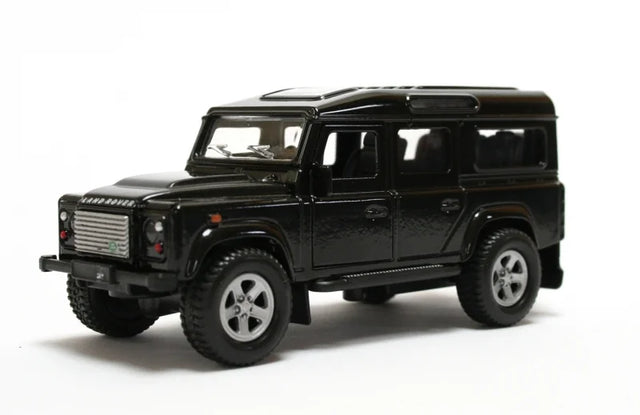 Kids Globe Land Rover Defender black 1:32 scale toy side view with doors open Ireland