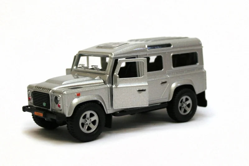 Kids Globe Land Rover Defender silver die-cast toy vehicle 1:32 scale side profile Ireland