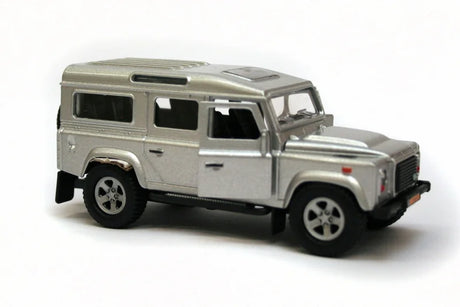 Kids Globe Land Rover Defender silver 1:32 scale toy vehicle side view with doors open Ireland