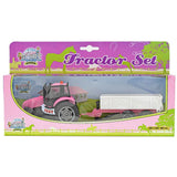 Boxed Kids Globe pink tractor and trailer farm toy set