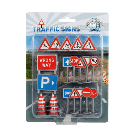 Kids Globe Traffic Signs 25 pack toy accessory set with cones and road signs Ireland