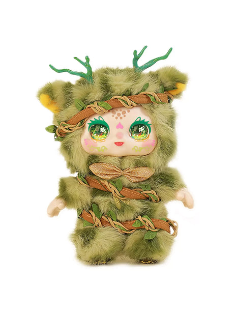 Kimmon Spring New Growth plush doll in green outfit wrapped with vines and small antler headpiece
