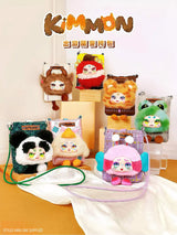 Assorted Kimmon Travel Cute Pet cross body plush bags shown together, styles vary, one supplied