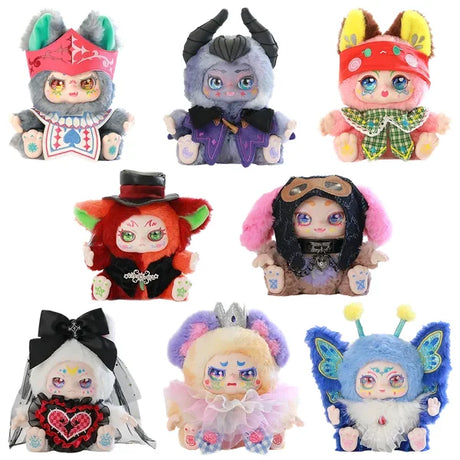 Kimmon You’re the Protagonist plush doll collection showing eight detailed characters with unique costumes and accessories, styles vary