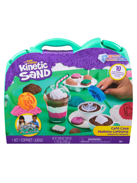 Kinetic Sand Café Case packaging showing box with colourful café play accessories in Ireland.