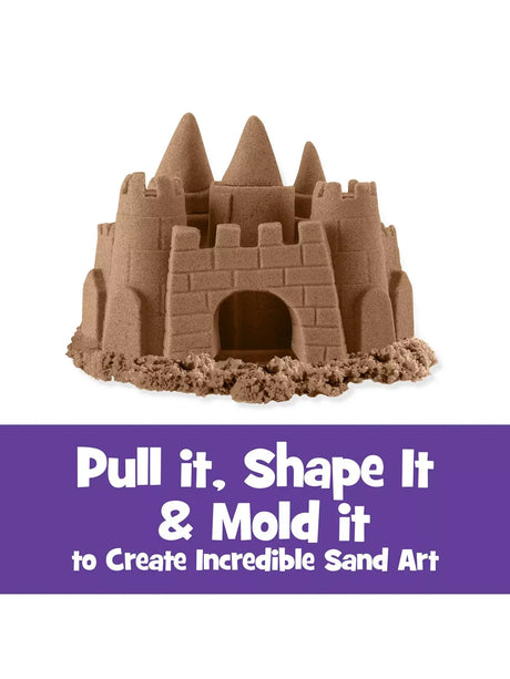 Kinetic Sand brown castle sculpture built from moulded sand – Ireland