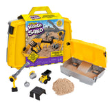 Kinetic Sand Construction Site playset case open showing crane, dump truck, and sand pile in Ireland.