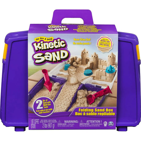 Kinetic Sand Folding Sandbox retail box with castle sand display – Ireland