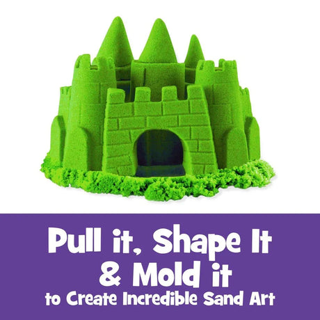 Molded green Kinetic Sand castle with turrets and entryway – Ireland