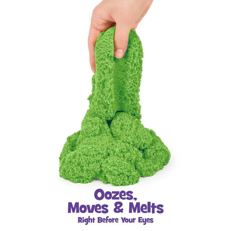 Hand stretching and lifting green Kinetic Sand as it crumbles – Ireland