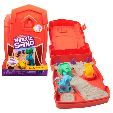Kinetic Sand Sandy Farm Set packaging with red barn storage case in Ireland.