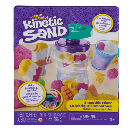 Kinetic Sand Smoothie Mixer box front showing mixer, smoothie cup and popsicle mould