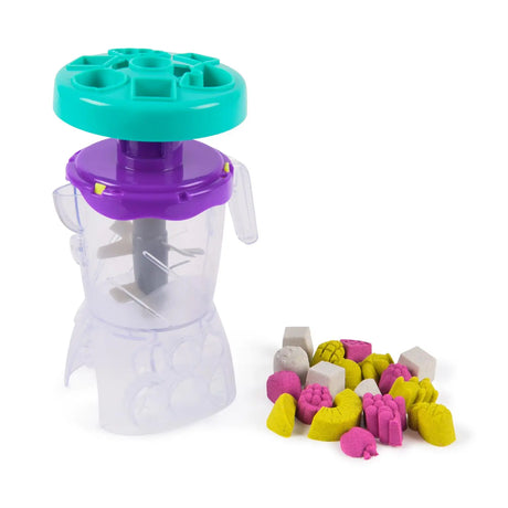 Kinetic Sand Smoothie Mixer with clear blender and small fruit shaped sand pieces