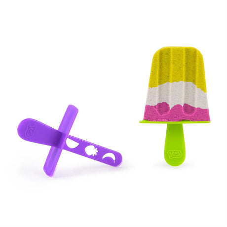 Kinetic Sand Smoothie Mixer layered popsicle shape with purple mould tool