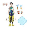 KPop Demon Hunters HUNTR/X Zoey Action Figure with interchangeable faces and hands, two sets of Spirit Blades, ramyeon cup, shrimp crackers and blue display stand