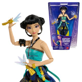 KPop Demon Hunters HUNTR/X Zoey Doll holding her Spirit Blades beside the retail packaging