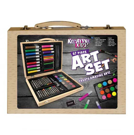 Box of Kreative Kids 67 Piece Art Set showing contents and case design – Ireland